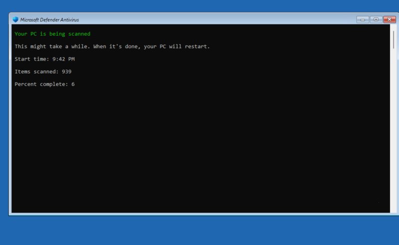 Автономне сканування Microsoft Defender Antivirus до завантаження Windows
