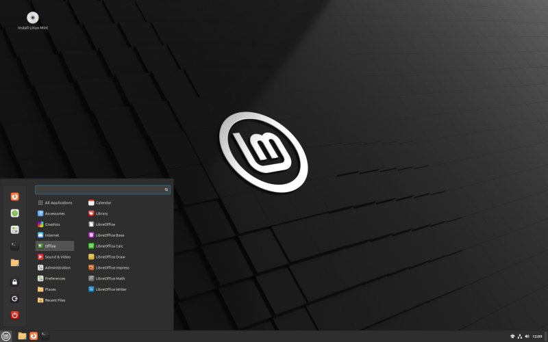 Меню програм Linux Mint зі встановленим пакетом LibreOffice